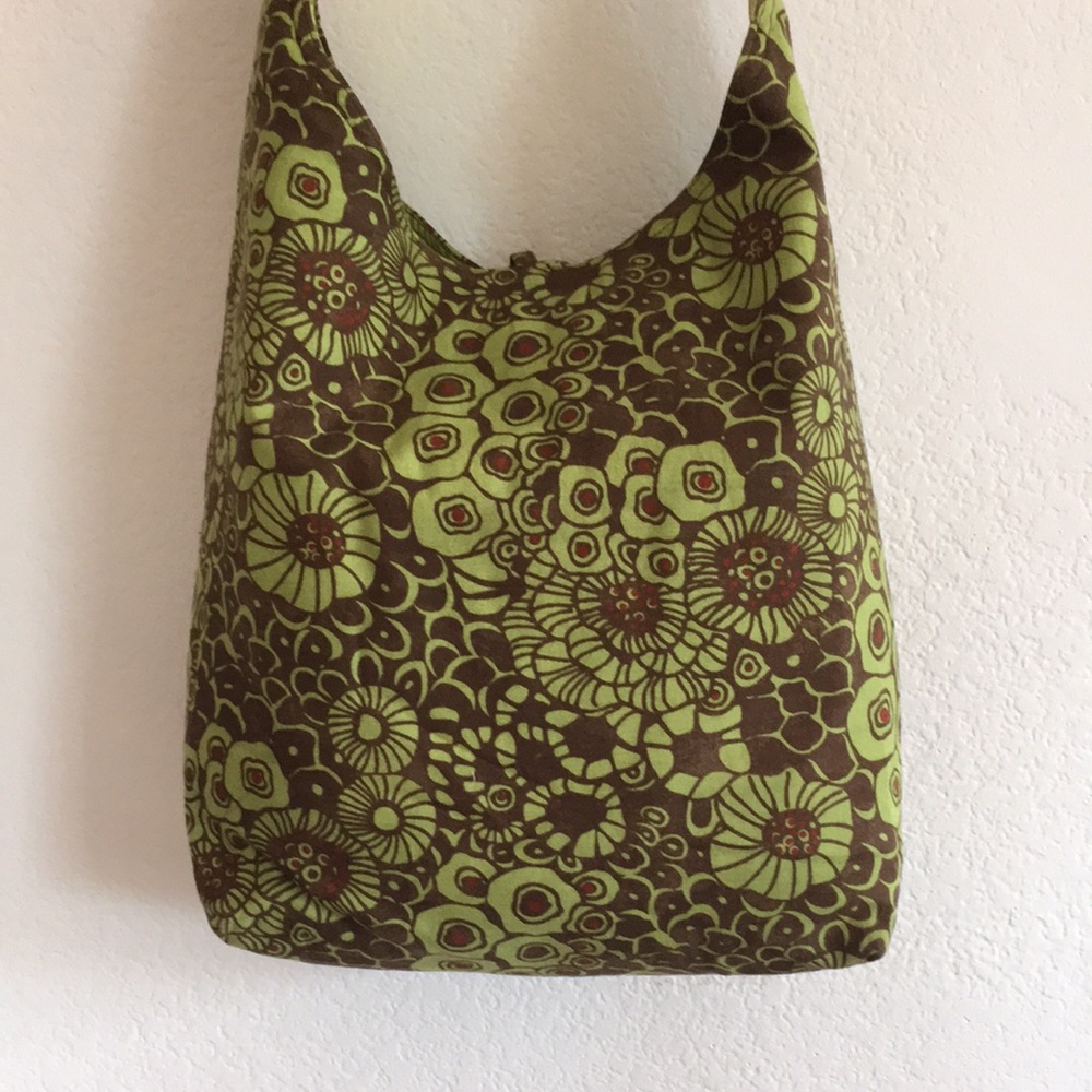 Unique Over-the-Shoulder Green and Brown Print Bag - Picture 3 of 10